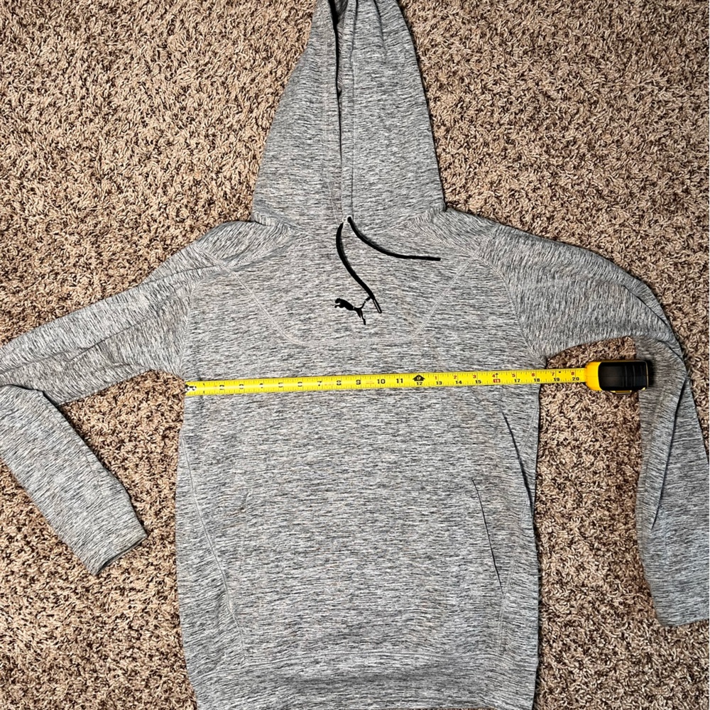 Puma Cloudspun Hoodie Mens Small Grey Heather Space Dye Pullover Sweatshirt